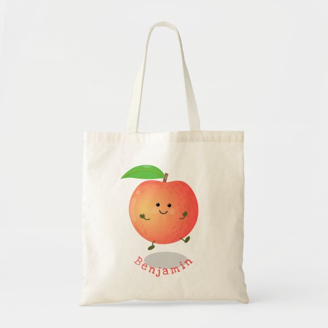 Cute happy peach yellow cartoon tote bag (Front)