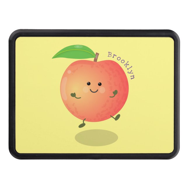 Cute happy peach yellow cartoon trailer hitch cover (Front)