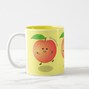 Cute happy peach yellow cartoon Two-Tone coffee mug