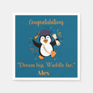 Cute Happy Penguin Graduation Party Napkin
