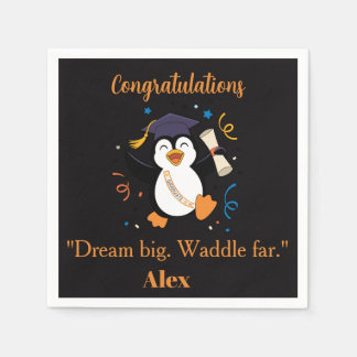 Cute Happy Penguin Graduation Party Napkin