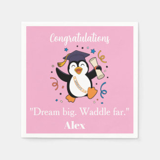 Cute Happy Penguin Graduation Party Napkin