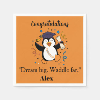 Cute Happy Penguin Graduation Party Napkin