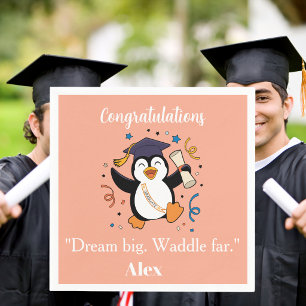 Cute Happy Penguin Graduation Party Napkin