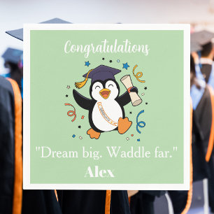 Cute Happy Penguin Graduation Party Napkin