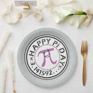 Cute Happy Pi Day Paper Plate