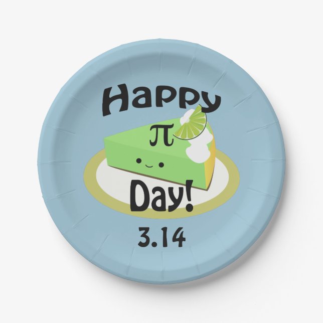 Cute Happy Pi Day Paper Plate (Front)