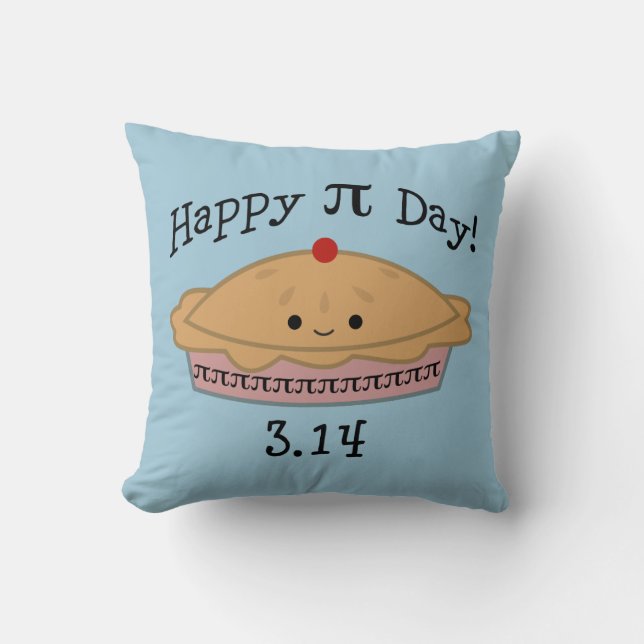 Cute Happy Pi Day! Throw Pillow (Front)