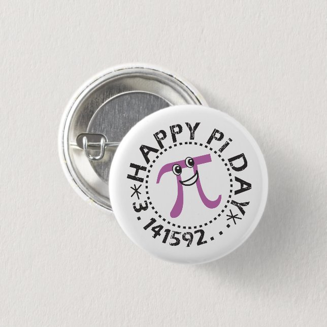 Cute Happy Pi Day © - Wearable Pi Day Gift 1 Inch Round Button (Front & Back)
