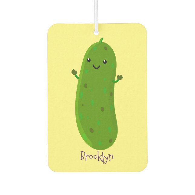 Cute happy pickle cartoon illustration  air freshener (Front)