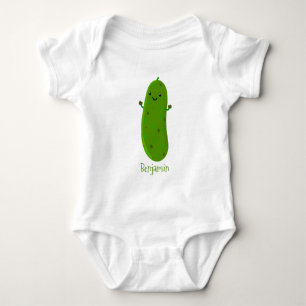 Cute happy pickle cartoon personalized baby bodysuit
