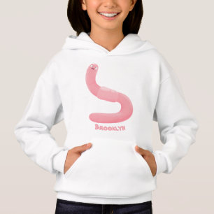 Cute happy pink earthworm cartoon