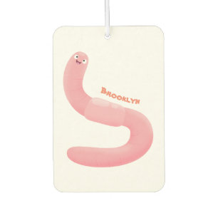 Cute happy pink earthworm cartoon  air freshener