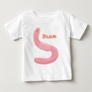 Cute happy pink earthworm cartoon baby T-Shirt