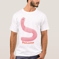 Cute happy pink earthworm cartoon