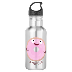 Cute happy pink glazed doughnut cartoon 532 ml water bottle