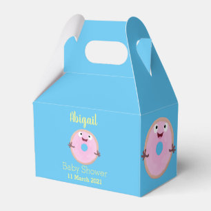 Cute happy pink glazed doughnut cartoon  favor box