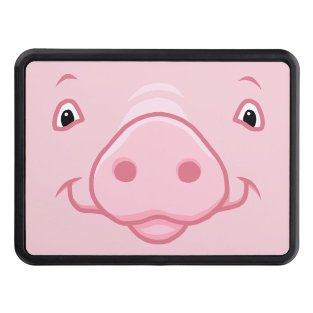 Cute Happy Pink Pig Face Trailer Hitch Cover (Front)
