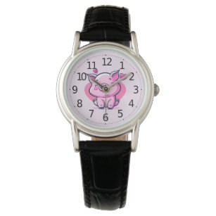 Cute Happy Pink Pig Hearts Valentine Inspired   Watch