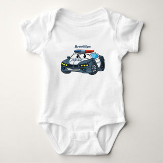Cute happy police car cartoon illustration baby bodysuit