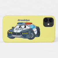 Cute happy police car cartoon illustration