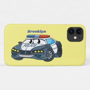 Cute happy police car cartoon illustration iPhone 11 case