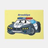 Cute happy police car cartoon illustration