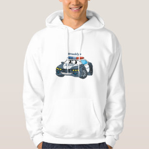 Cute happy police car cartoon illustration hoodie