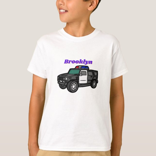 Cute happy police car cartoon illustration  T-Shirt (Front)