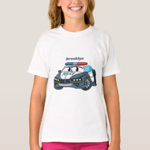 Cute happy police car cartoon illustration T-Shirt