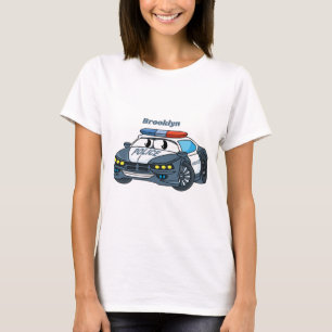 Cute happy police car cartoon illustration T-Shirt