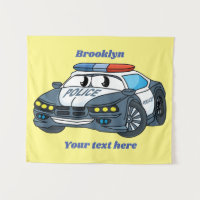 Cute happy police car cartoon illustration