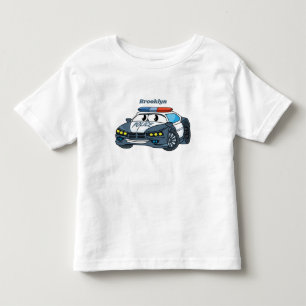 Cute happy police car cartoon illustration toddler t-shirt
