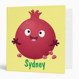 Cute happy pomegranate fruit cartoon binder