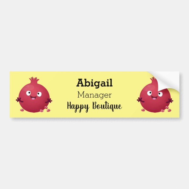 Cute happy pomegranate fruit cartoon bumper sticker (Front)