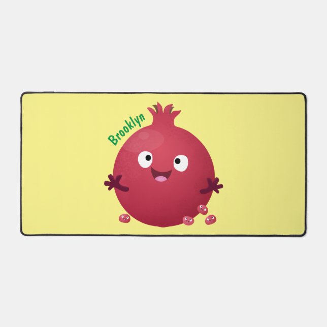 Cute happy pomegranate fruit cartoon desk mat (Front)