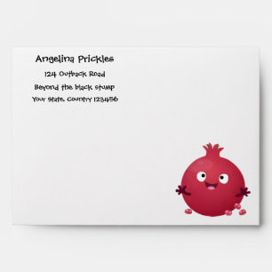 Cute happy pomegranate fruit cartoon envelope