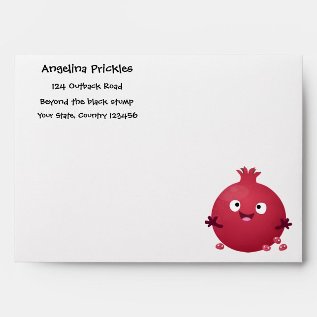 Cute happy pomegranate fruit cartoon envelope (Front)