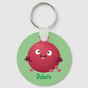 Cute happy pomegranate fruit cartoon keychain