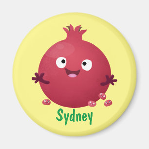 Cute happy pomegranate fruit cartoon magnet
