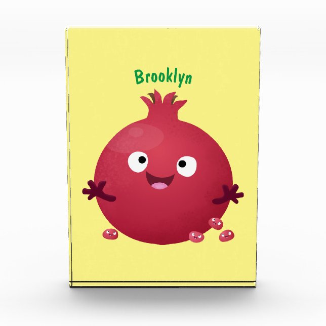 Cute happy pomegranate fruit cartoon photo block (Front)