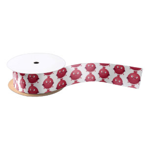 Cute happy pomegranate fruit cartoon satin ribbon
