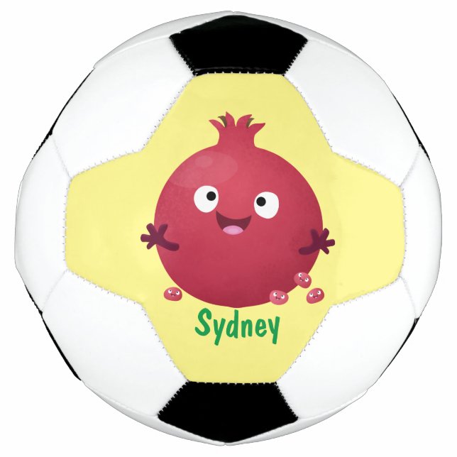Cute happy pomegranate fruit cartoon soccer ball (Front)