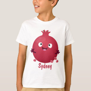 Cute happy pomegranate fruit cartoon  T-Shirt