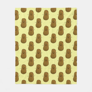 Cute Happy Potato Fleece Blanket