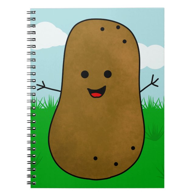 Cute Happy Potato in the Garden Notebook (Front)