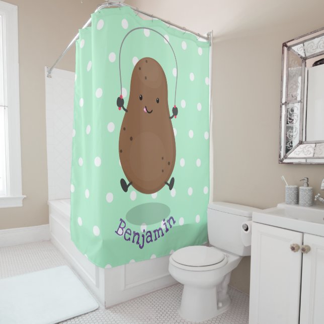Cute happy potato jumping rope cartoon (In Situ)