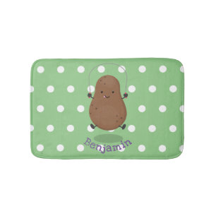 Cute happy potato jumping rope cartoon bath mat