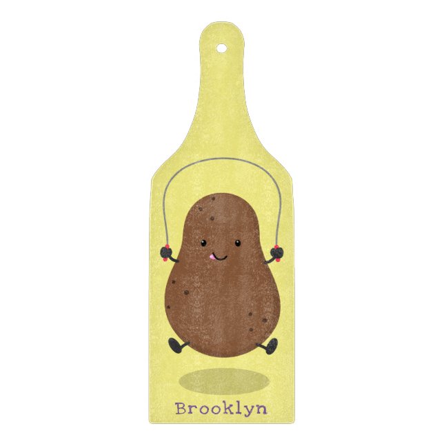 Cute happy potato jumping rope cartoon cutting board (Front)