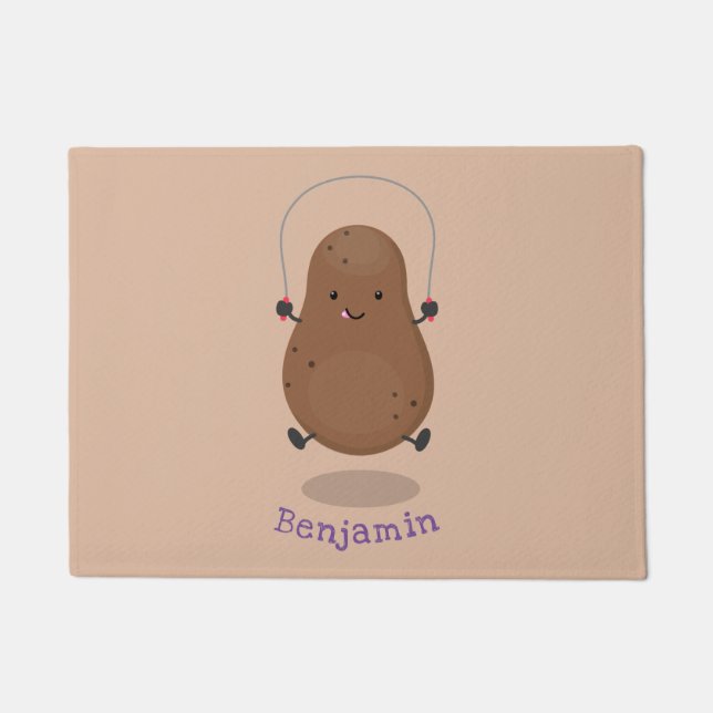 Cute happy potato jumping rope cartoon doormat (Front)